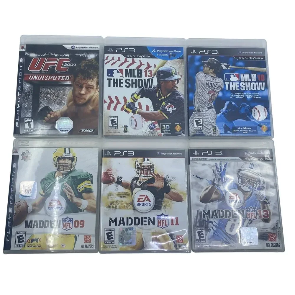 PS3 Lot of 6 Games Madden NFL 09 11 13 MLB The Show 10 13 UFC 2009 Undisputed